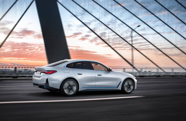 BMW i4 (2023) dynamic, rear view